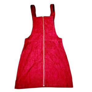 SHEIN Women's Small Burgundy Corduroy Pinafore Mini Dress Zip Front Pockets